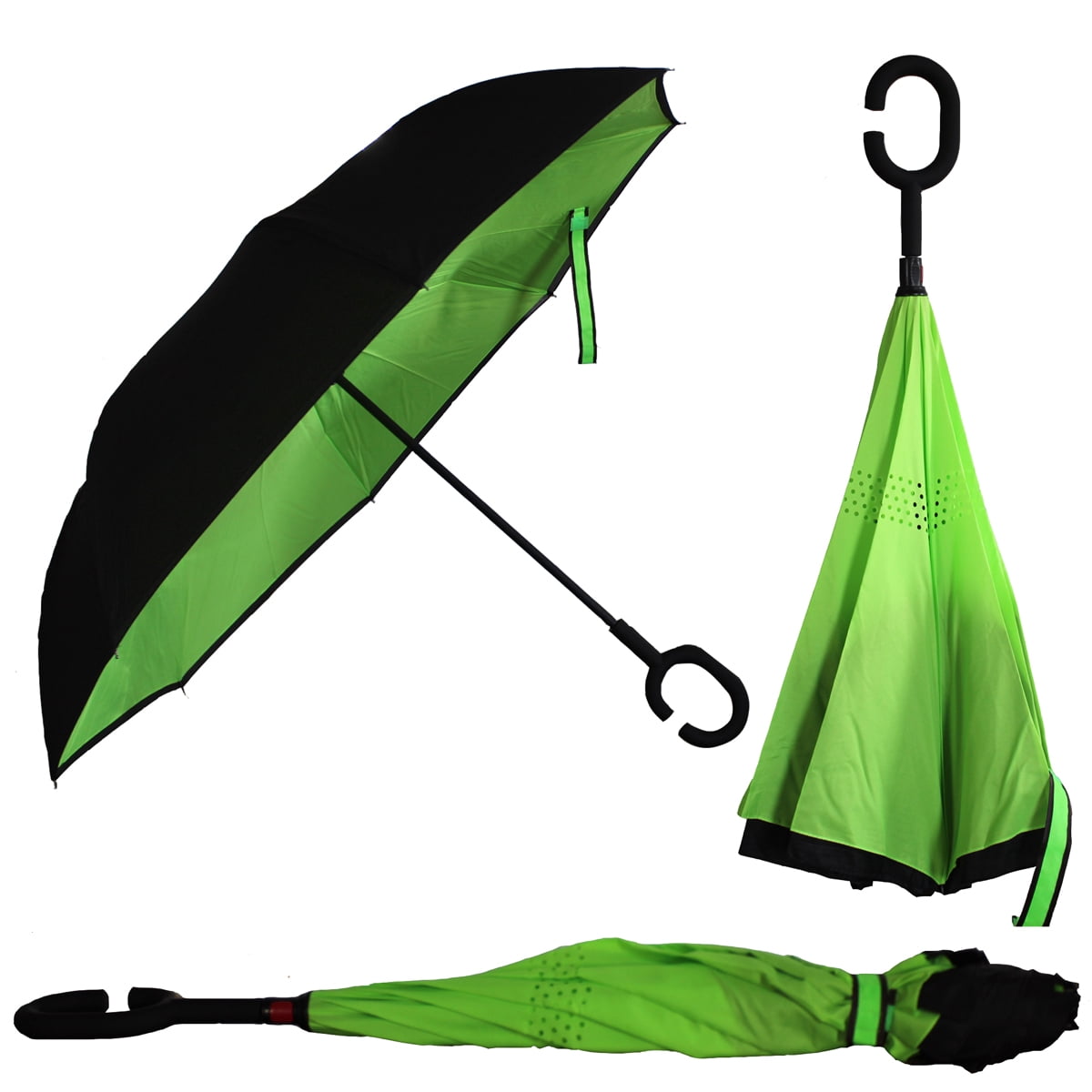 Inverted Double-Layered Umbrella the Innovative Design to Stay Dry, Green