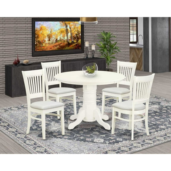 East West Furniture Shelton 5-piece Wood Dining Table and Chair Set in White