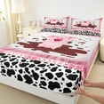 thumbnail image 3 of jejeloiu Pink Kawaii Pig Queen Sheet Sets,Milk Cow Pattern Flat Sheet,Cute Polka Dots Bowtie Queen Fitted Sheet For Girls Boys,Microfiber Bedroom Decor,4pcs, 3 of 7