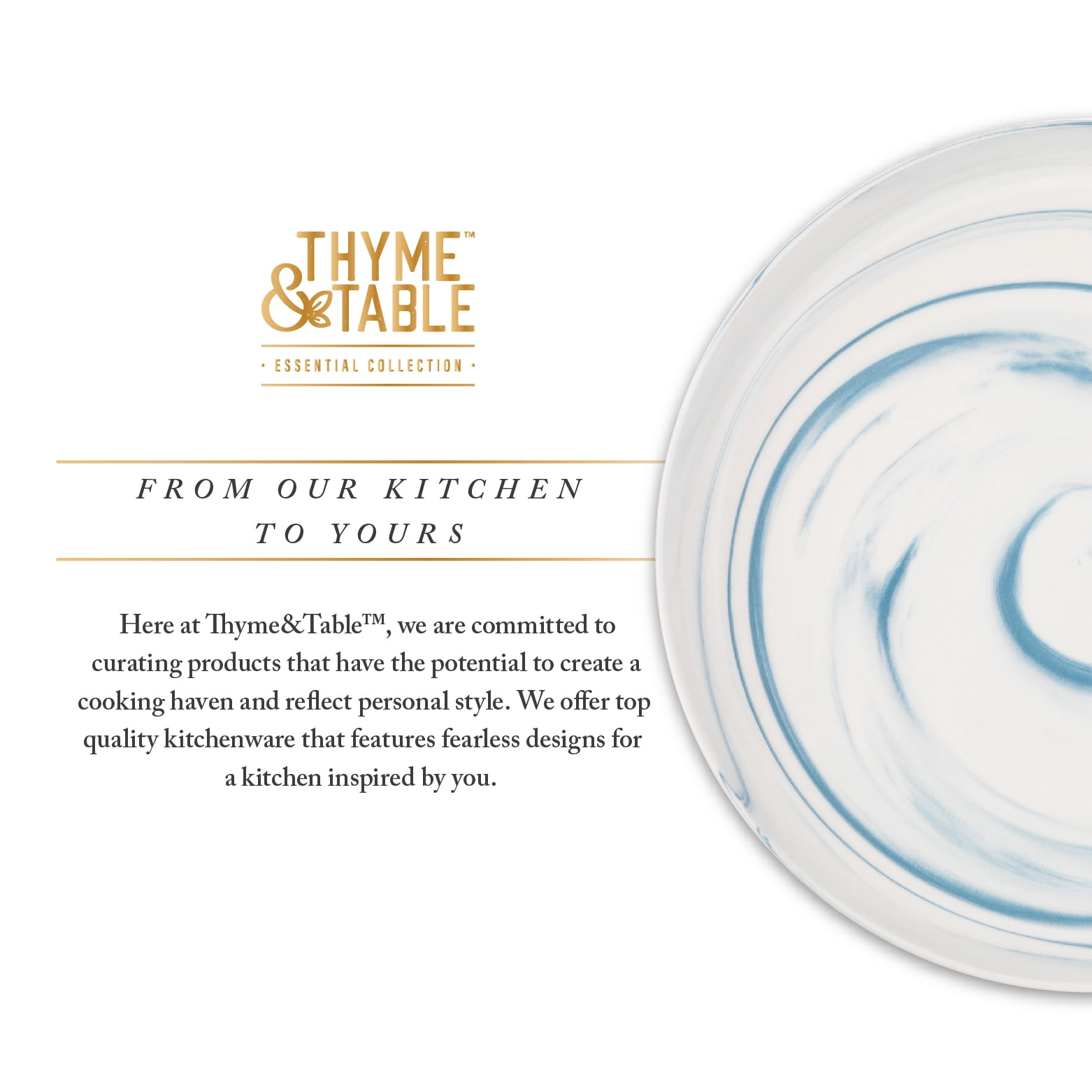 Thyme & Table Blue Marble Stoneware Round Dinner Plate