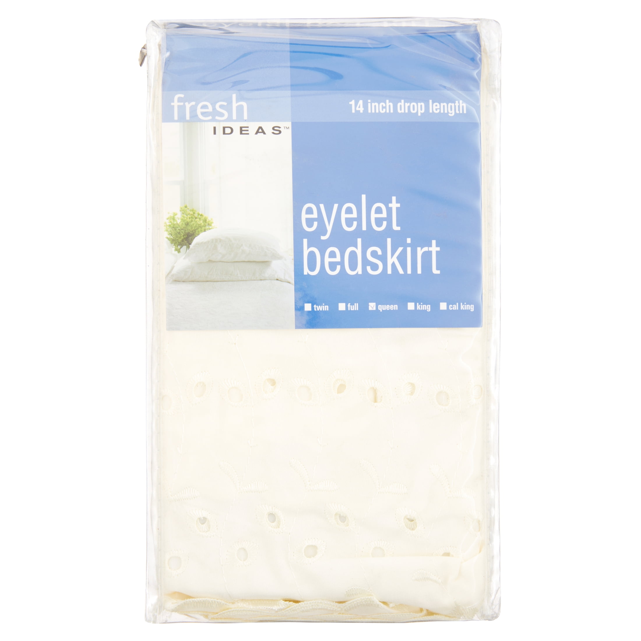 Fresh Ideas Ruffled Eyelet 14" Bed Skirt, Queen, Ivory