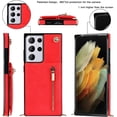 thumbnail image 3 of Crossbody Case for Samsung Galaxy S21 Ultra 5G Case with Card Holder,Galaxy S21 Ultra Wallet Case for Women Girl PU Leather Lanyard Strap Magnetic Clasp Kickstand ID Credit Card 6.8",Red, 3 of 17