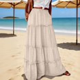 thumbnail image 2 of Cmfcve Maxi Skirt for Women High Waist Ankle‑Length Boho Long Skirt Fall Casual Fashion Eyelet Tiered Ruffle A-Line Skirt with Pockets, 2 of 8