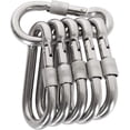 thumbnail image 1 of 6 clips de mosquetón de bloqueo, mosquetón de bloqueo de gancho de resorte de acero inoxidable resistente - clip de mosquetón de tornillo de pulgar de acero inoxidable premium 304, 1 of 5
