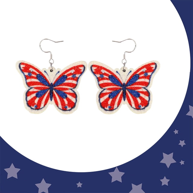 Independence Day Theme Party Earrings Holiday Party Dress Up Ambiance Jewelry Pentagram Bow Hanging Ring