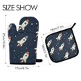 thumbnail image 2 of Yayeee Oven Mitts and Pot Holder Set of 2 Heat Resistant Kitchen Gloves Baking Hot Pad, Rocket Pattern, 2 of 5