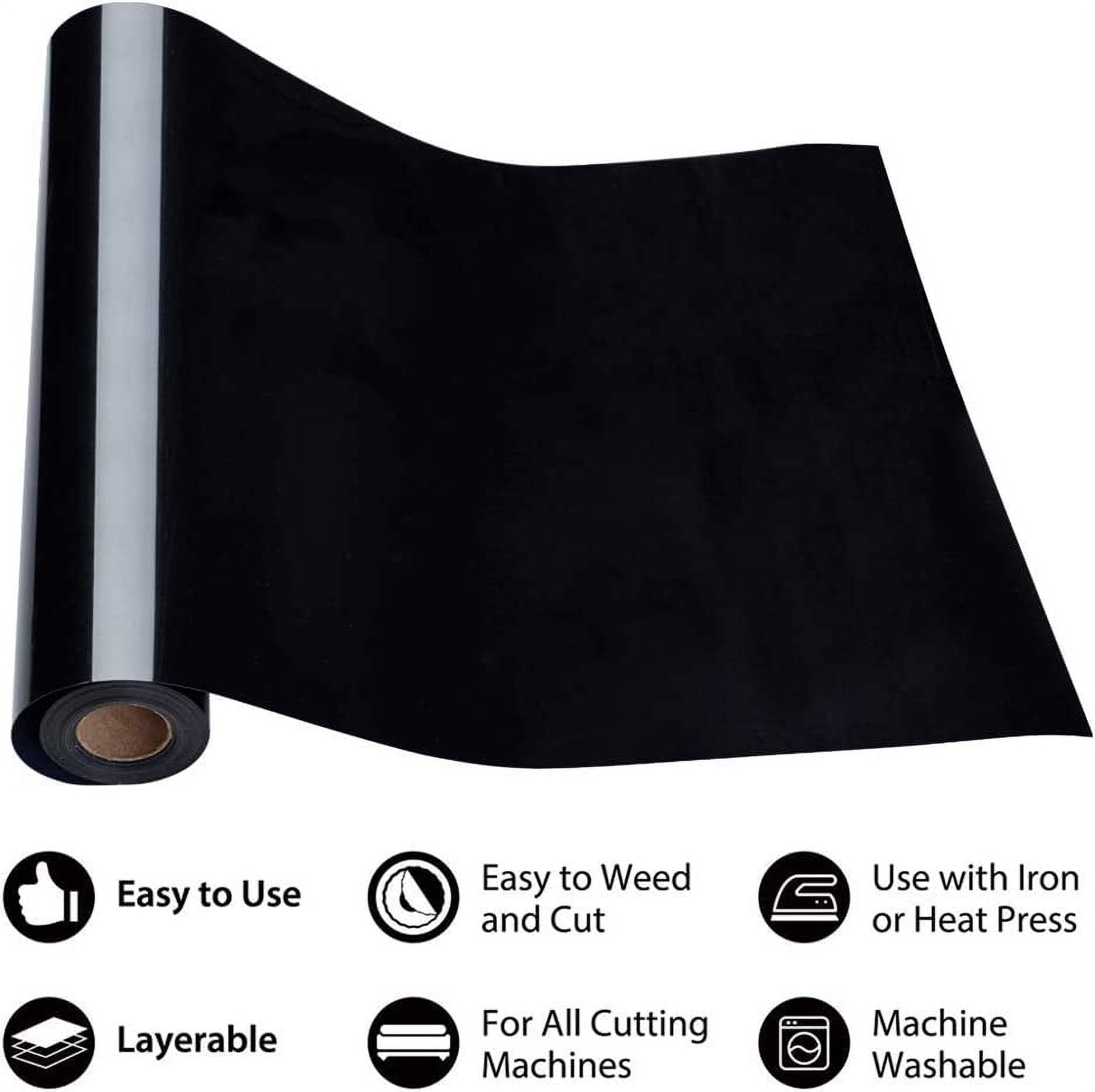 1 Roll Heat Transfer Vinyl Sheets Iron On Vinyl for T-Shirt Clothes Fabric Decoration Black 30cm 5m/roll