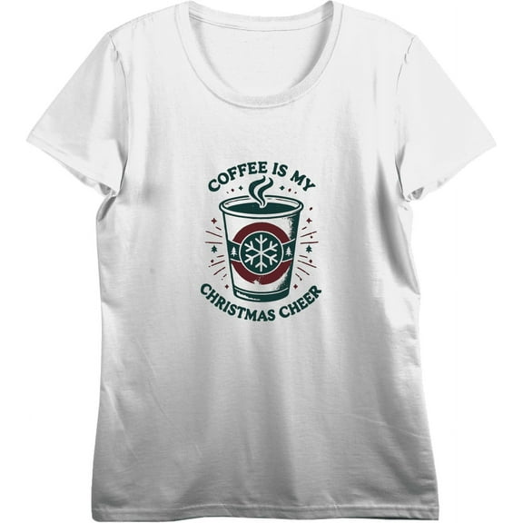 Coffee Is My Christmas Cheer Women's White Crew Neck Short Sleeve Crop Tee-Small