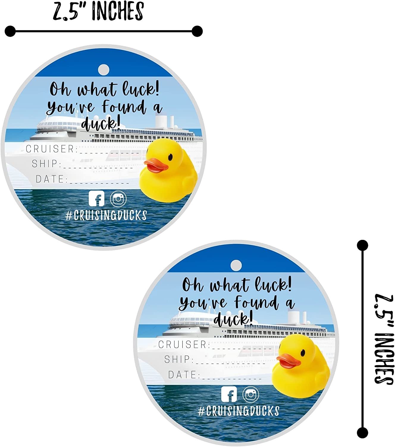 90 Pack Bulk Cruising Ducks Tag Kit with Rubber Ducks & Rubber Bands  Mini Rubber Ducks-Circle Cruising Duck Tags-Rubber Bands  Cruising Ducks Circle Tag with Hole