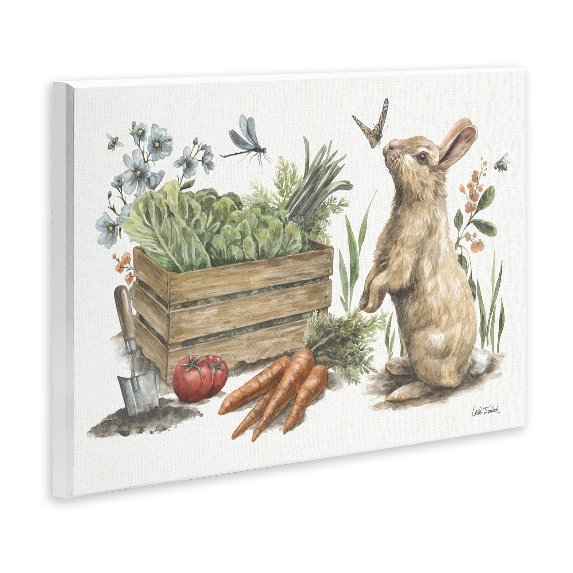 Stupell Industries Gardening Bunny Scene Botanical & Floral Painting Unframed Art Print Wall Art, 15 x 10