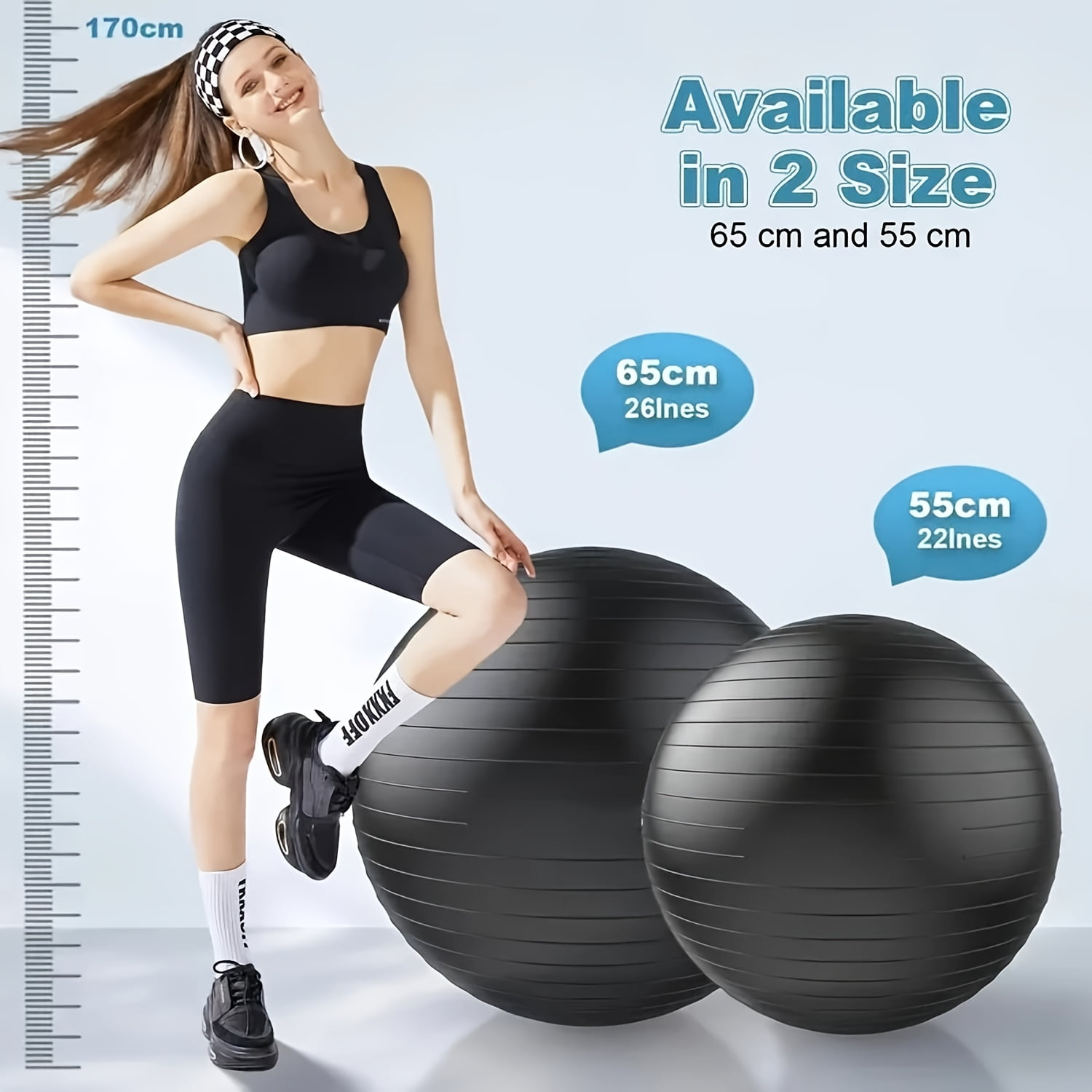 Ball Chair Soft Exercise Ball, Anti-Burst Yoga Supports 2200lbs