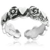 Sterling Silver Silver Flower and Heart Toe Ring