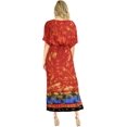thumbnail image 4 of HAPPY BAY Women's Summer Loungewear Casual Kaftan Beach Cover Up Slit Dress Maxi Dresses Caftans for Women 2X-3X Orange, Palm Tree, 4 of 5