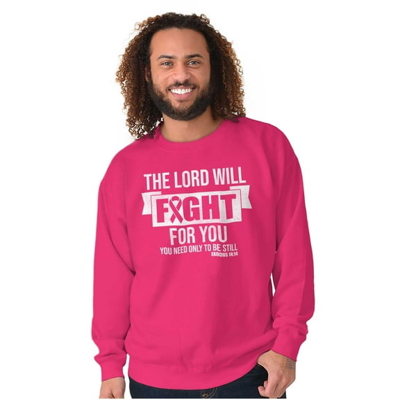 Breast Cancer Lord Will Fight For You Women Crewneck Sweatshirt Brisco Brands S