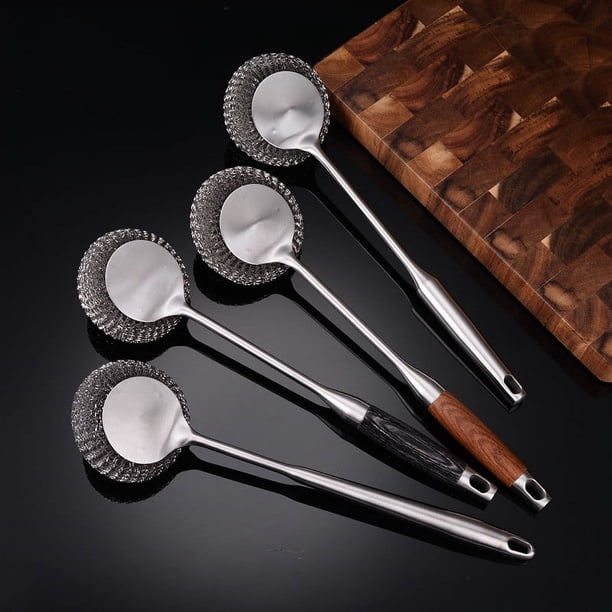 Cuchara para saltear de acero inoxidable con mango largo y diseño de espátula plana redonda para utensilios de cocina para el hogar y regalo de decoración de escritorio único