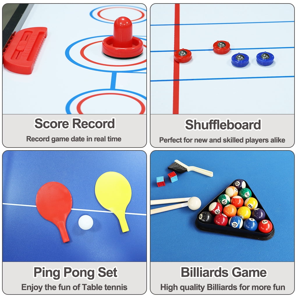 Vocheer 46Inch 4 in 1 Combo Game Table, Folding Pool/Billiard, Hockey , Table Tennis, Shuffleboard Table