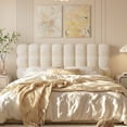 thumbnail image 3 of Pinmoco Full Size Upholstered Headboard with Adjustable Height, Memory Foam Cloud-Shaped Ergonomic Design, Teddy Fleece Beige, 3 of 9