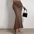 thumbnail image 2 of OSOLU Solid Color Women Summer High Waist Slim Elastic Pleated Fishtail Skirt Relaxed Fit Skirts, 2 of 4