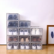 Shoe Storage Stackable Entryway Box Set of 12, Plastic, Gray