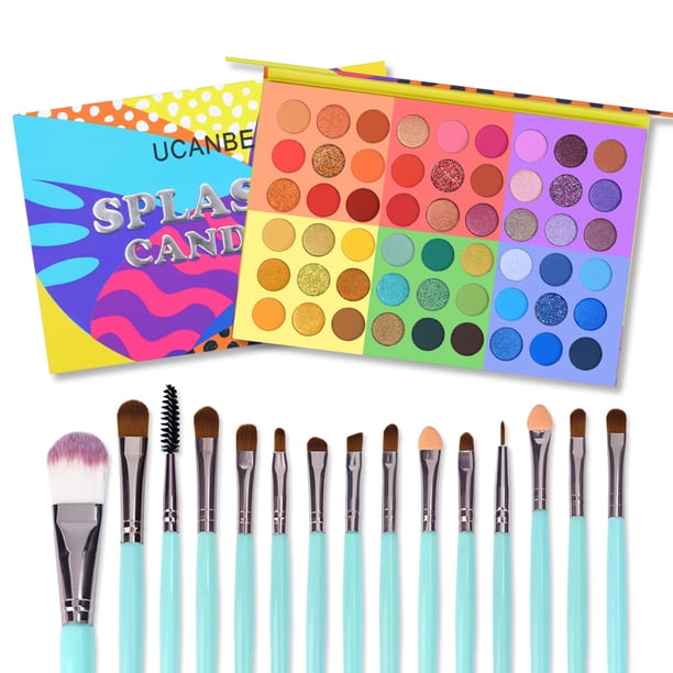 Set de paleta de sombras de ojos y brochas de maquillaje UCANBE Splashy Cardies