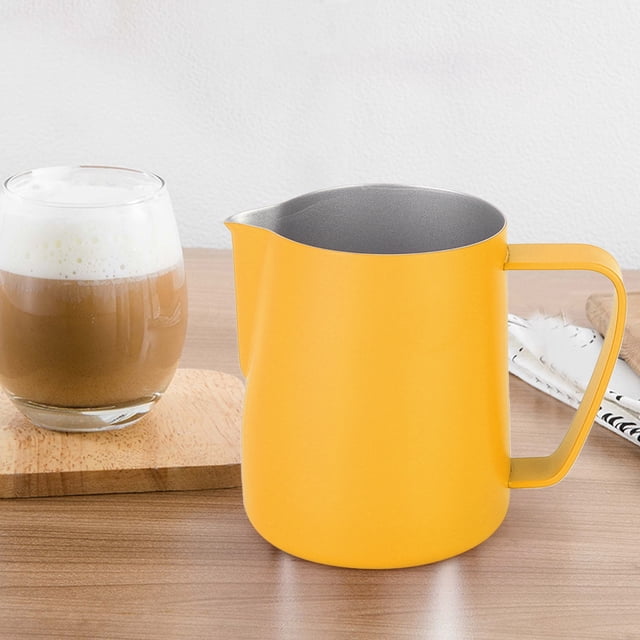 Jarra de leche, leche de acero inoxidable de 350 ml, taza para espumar leche, taza de café con leche, respuesta rápida