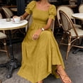 thumbnail image 7 of Bxsruta Womens Maxi Dresses Square Neck Puff Sleeve Smocked Flowy Casual Sundress, 7 of 7