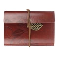 thumbnail image 3 of Shisuyan Vintage Style Leaf Leaves Pattern PU Cover Loose-leaf String Bound Blank Notebook Notepad Travel Journal Diary Jotter - Size S (Dark Red), 3 of 4
