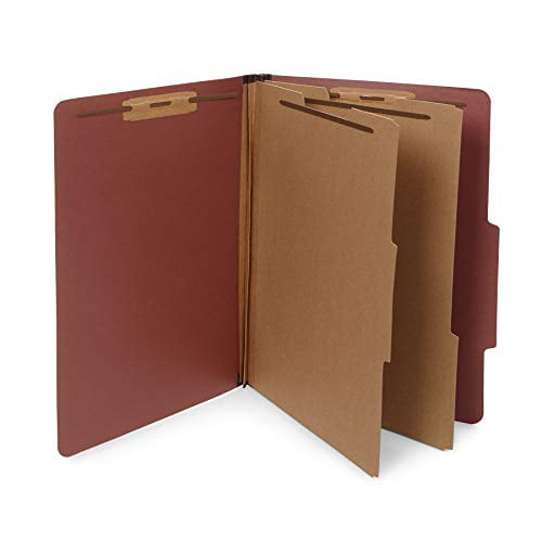 Photo 1 of 10 Legal Size Classification Folders - 2 Divider - 2 Inch Tyvek Expansions - Durable 2 Prongs Designed to Organize Standard Law Client Files, Office Reports - Legal Size, 10 Folders (Red)