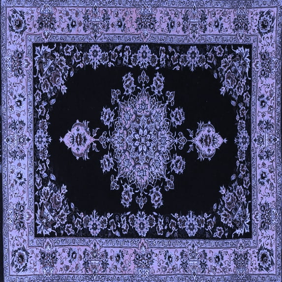 Ahgly Company Machine Washable Indoor Square Medallion Blue Traditional Area Rugs, 7' Square