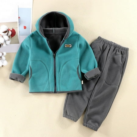 

ATOGUTA Outfits for Toddler Boys Girls Zipper Fleece Hoodie Sweatshirt and Jogger Sweatpants Sets Green Size 3T-9
