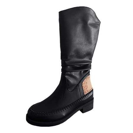 

Qufokar Womens Fashion Boots Snow Women Cowboy Boots Wide Calf Women Ladies Boot Casual Shoes Fashion Soft Sole Non Slip Boots Motorcycle Boots Mid Boots