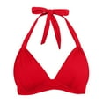 thumbnail image 4 of GPOECD Hauts de Maillot de Bain pour Femmes Haut de Bikini Triangle Bonnets Rigides Rehausseur Design Choix de Couleur pour l'Été Maillot de Bain pour Femmes Rouge_001,S, 4 of 5