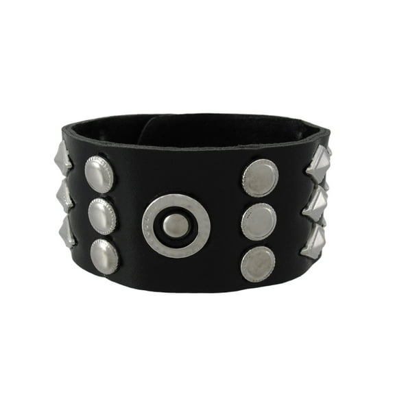 Zeckos Black Vinyl Wristband with Round and Diamond Shaped Studs