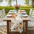 thumbnail image 4 of Fall Pumpkins Table Runner 36 Inches Long, Cotton Linen Table Runner Dresser Scarf, Thanksgiving Country Flower Leaf on Linen Short Fabric Tablerunners for Dining Tables Wedding Holiday Party 13"x36", 4 of 9