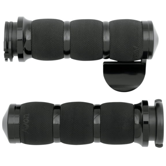 Avon Air Cush Black Handlebar Grips w/Throttle Boss (AIR-90-ANO-BOSS)