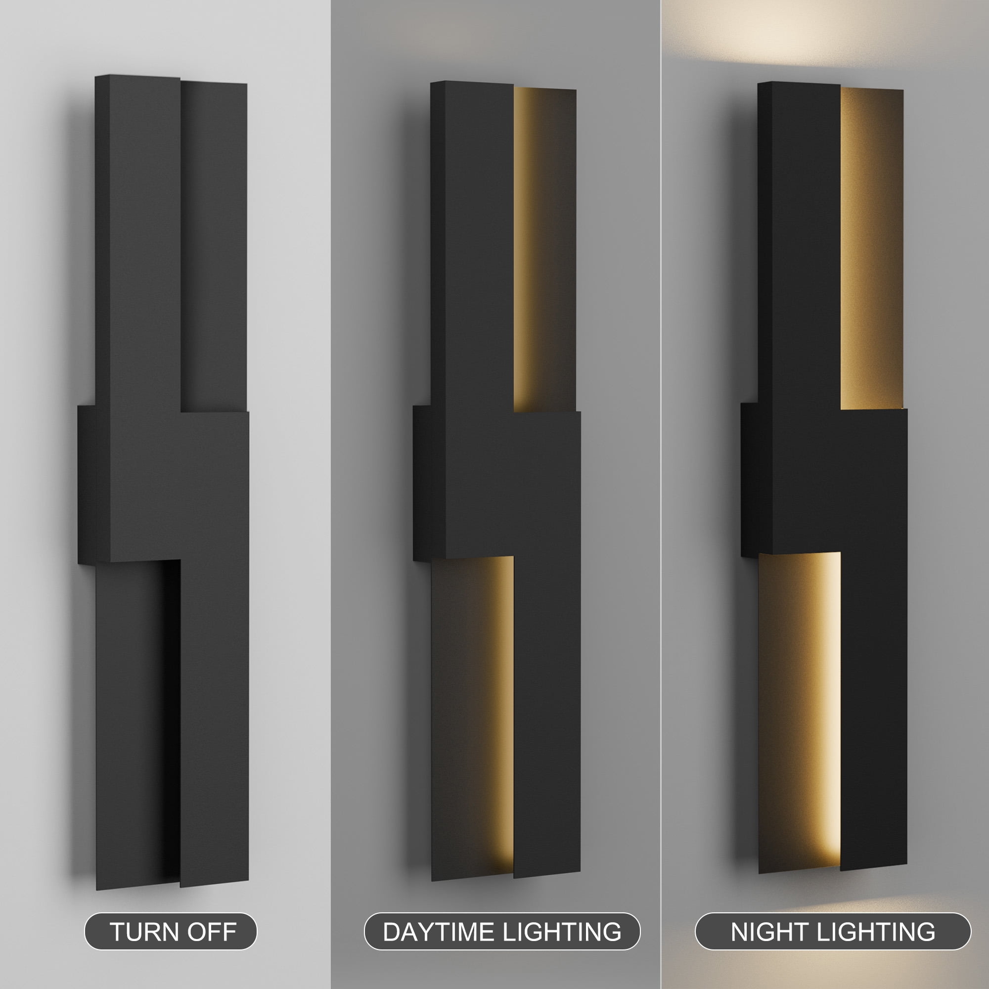 23.6" Modern Black Integrated LED Wall Sconce, Waterproof Indoor Outdoor Wall Light Fixture for Home Patio Porch Garage Entryway Hallway Bedroom Decor