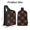 thumbnail image 2 of Chest Bag Dual Pocket 11.8×7.7×2.4in Waterproof Double-Pocket Large Capacity With No Inner Pouch Pockets And Double Drawstrings Argyle Plaid Darkorange_1, 2 of 8