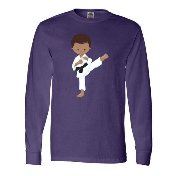 Inktastic African American Boy, Karate Boy, Black Belt, Kata Long Sleeve T-Shirt