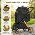 thumbnail image 5 of LIFERUN Foldable Dog Stroller for Medium Dogs Cats up to 55 lbs, Aluminum and Carbon Steel Frame Pet Stroller, Height-Adjustable Handle, 4 wheels, Black, 5 of 10