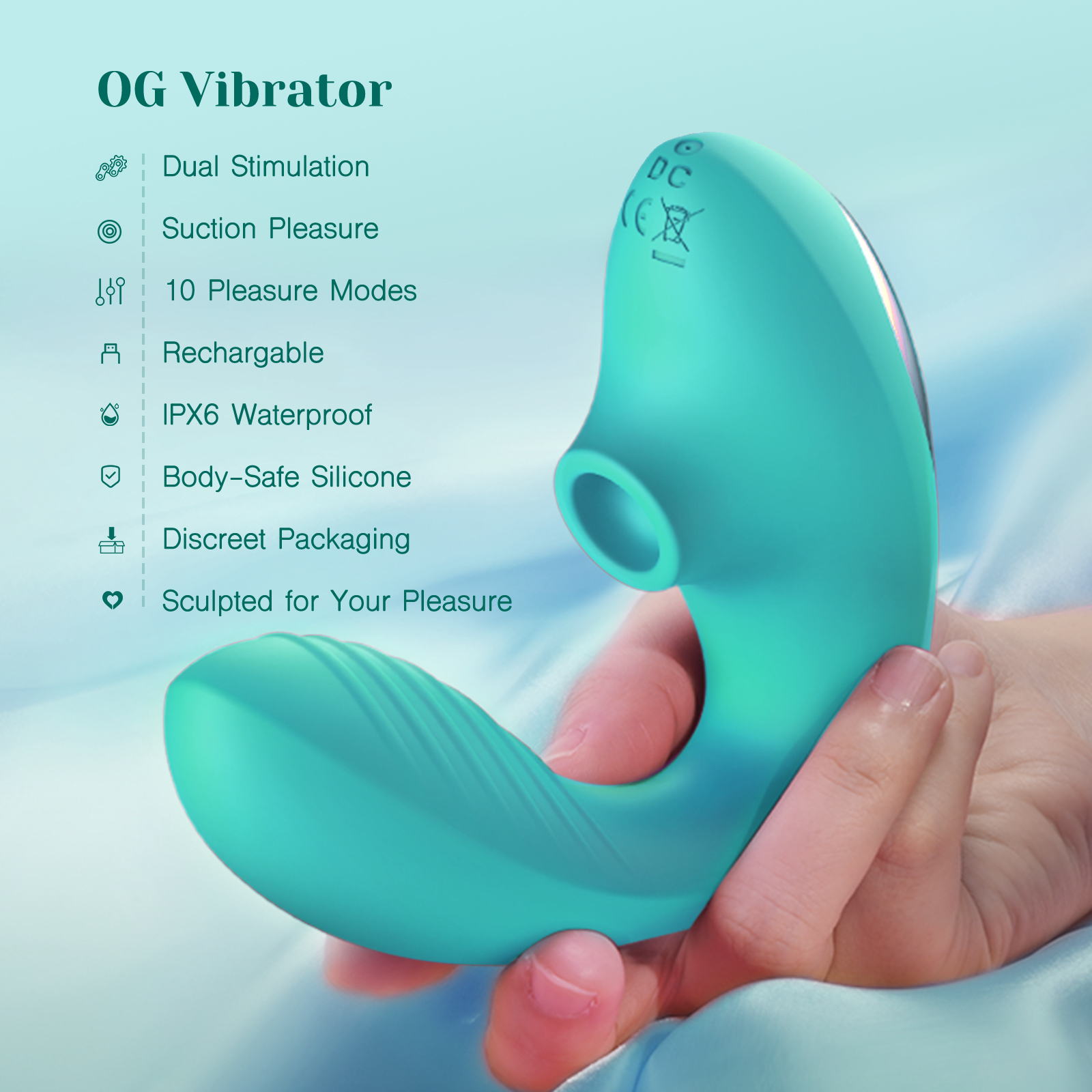 Tracy's Dog Clitoral Sucking Vibrator Massager, G Spot Stimulator with 10 Suction and Vibration Patterns, Adult Sex Toys for Women, Teal (OG Pro 2)