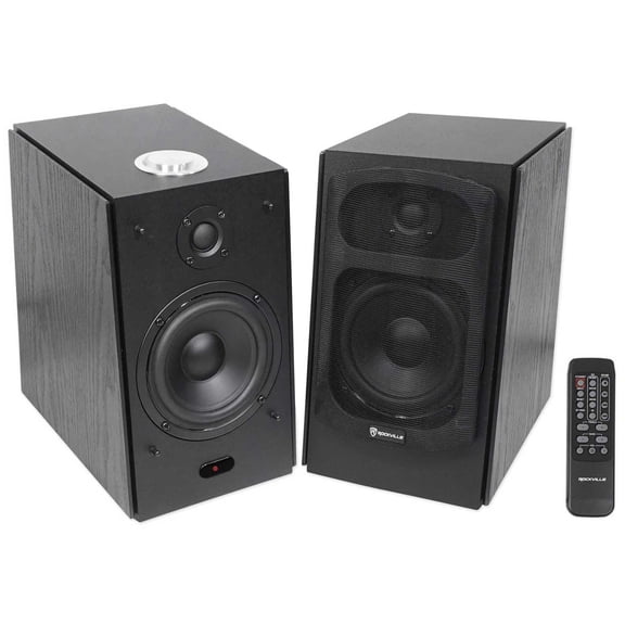 Rockville HD5B 150W RMS Powered Bluetooth Bookshelf Home Theater Speakers Black