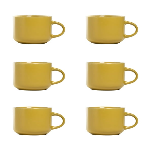 10 Strawberry Street Wazee Matte Coupe Dinnerware, Mug, Yellow, Set of 6