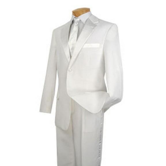Vinci Mens White 2 Button Jacket Tuxedo Formal wear Regular Fit Tux T-2PP