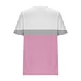 thumbnail image 4 of Women's Tops Summer Crew Neck Striped Pleated Short Sleeve Tunic Shirts Casual Loose Soft Comfortable Blouses (L, Pink 1), 4 of 5