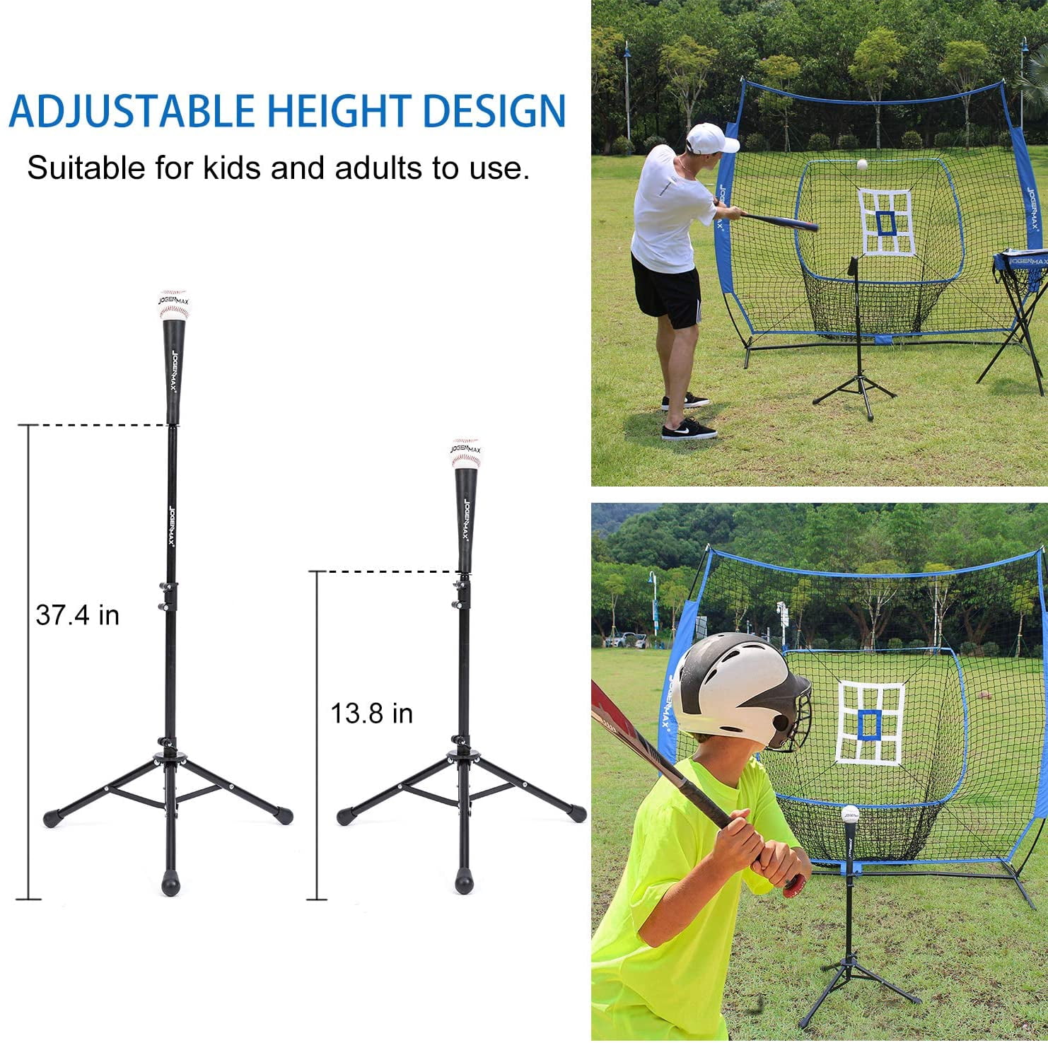 JOGENMAX 7x7 DLX Practice Net Baseball Softball Pitching Batting Training Equipment Set