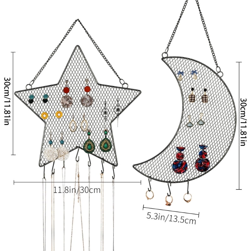 Earring Wall Holder Hanging Star Moon Organizer Jewelry Organizer Display Hanger