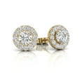 thumbnail image 2 of TimeLe$$ Classics 1/2 Carat TW Natural Halo Diamond Stud Earrings in Yellow Gold, 2 of 4