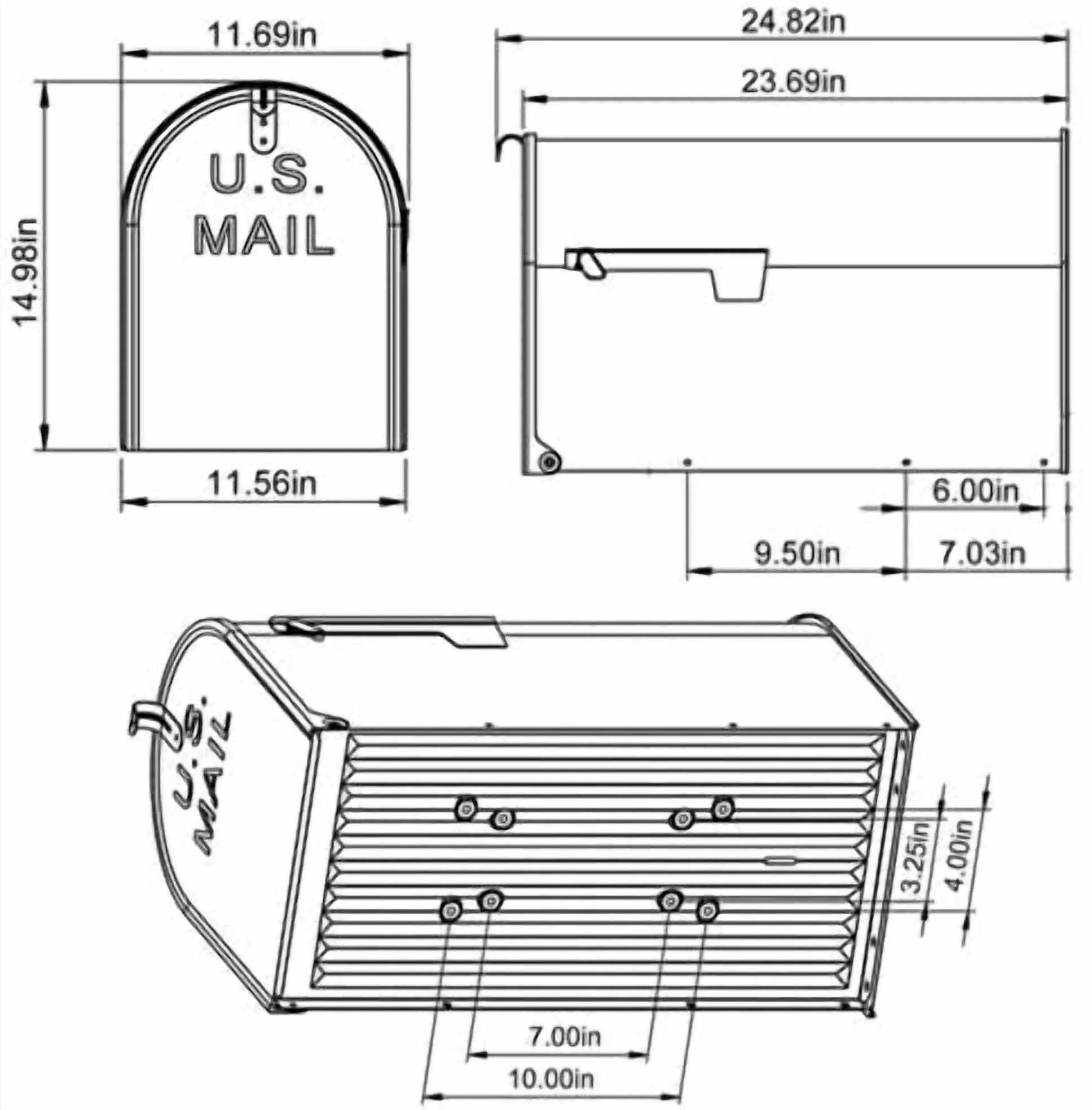 Stanley Extra-Large Capacity Galvanized Steel Grey, Post-Mount Mailbox, ST200000