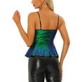 thumbnail image 3 of INSPIRE CHIC Women's Top Sequin Cami Spaghetti Strap V Neck Sparkle Ruffles Peplum Tops XL Blue Green, 3 of 6