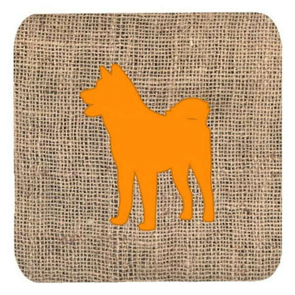 Akita Burlap And Orange Foam Coasters, Set Of 4